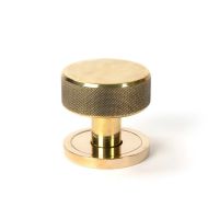 The Aged Brass Knurled Mortice/Rim Knob Set on a Plain Rose Shown Upright The Aged Brass Knurled Mortice/Rim Knob Set on a Plain Rose Shown Upright