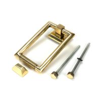 The Aged Brass Modern Knurled Rectangular Door Knocker with all Components The Aged Brass Modern Knurled Rectangular Door Knocker with all Components