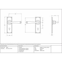 The Aged Brass Sleek Architectural Lever Lock Door Handle Set on Plain Backplate Technical Drawings and Dimensions The Aged Brass Sleek Architectural Lever Lock Door Handle Set on Plain Backplate Technical Drawings and Dimensions