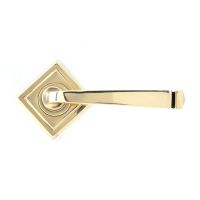 The Aged Brass Tapered Lever on Square Rose Set with the Rose in a Diamond Orientation The Aged Brass Tapered Lever on Square Rose Set with the Rose in a Diamond Orientation