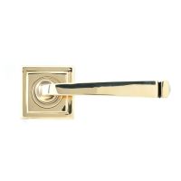 The Aged Brass Tapered Lever on Square Rose Set with the Rose in a Square Orientation The Aged Brass Tapered Lever on Square Rose Set with the Rose in a Square Orientation