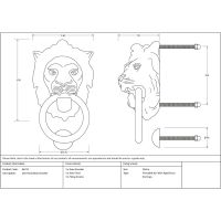 The Aged Brass Traditional Lion"s Head Front Door Knocker Technical Drawings and Dimensions The Aged Brass Traditional Lion"s Head Front Door Knocker Technical Drawings and Dimensions
