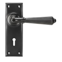 The Aged Bronze Classic Fluted Period Lever Lock Suite Architectural Door Handle Set The Aged Bronze Classic Fluted Period Lever Lock Suite Architectural Door Handle Set