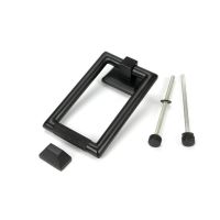 The Aged Bronze Modern Knurled Rectangular Door Knocker with all Components 