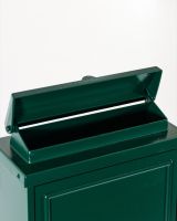 The Antique Green "Oxford" Wall Mounted Post Box with Gold Detail Shown Open The Antique Green "Oxford" Wall Mounted Post Box with Gold Detail Shown Open