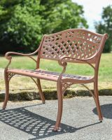 The Antique Pink "Thorpe" Two Seater Garden Bench Viewed from an Angle