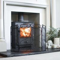 "The Antiquitas" Three Fold Fire Guard In A Fireplace Setting "The Antiquitas" Three Fold Fire Guard In A Fireplace Setting