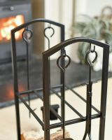 Close Up Of "The Arcus" Complete Fireside Companion In A Fireplace Setting