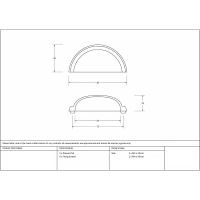 The Art Deco Concealed Cup Drawer Pull in Polished Bronze Technical Drawings and Dimensions 