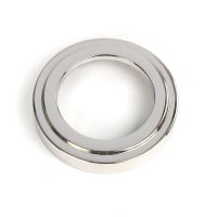 The Art Deco Concealed Euro Keyhole Escutcheon in Polished Stainless Steel Showing Just the Backplate on a White Background