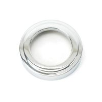 The Art Deco Concealed Standard Euro Escutcheon - Polished Chrome with a Close up of the Rose