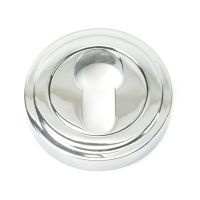 The Art Deco Concealed Standard Euro Escutcheon - Polished Chrome on a White Background 