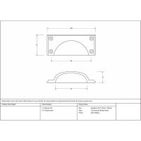 The Art Deco Cup Drawer Pull with Backplate in Aged Bronze Technical Drawings and Dimensions 