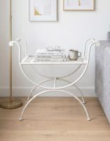 The Athens Single Stool, Or Butler Tray Table Next to a Grey Sofa in a Luxury Living Room - Digital Illustration The Athens Single Stool, Or Butler Tray Table Next to a Grey Sofa in a Luxury Living Room - Digital Illustration