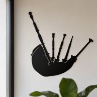 The Bagpipes Steel Wall Art in a Modern Living Room Setting next to a Window - Digital Illustration The Bagpipes Steel Wall Art in a Modern Living Room Setting next to a Window - Digital Illustration