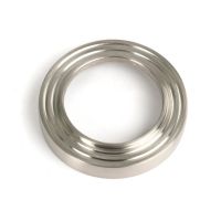 The Beehive Concealed Euro Keyhole Escutcheon in Satin Stainless Steel Showing Just the Backplate on a White Background