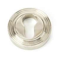 The Beehive Concealed Standard Euro Escutcheon - Polished Nickel on a White Background 
