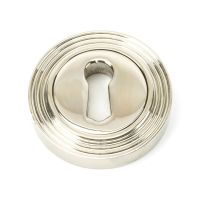 The Beehive Concealed Standard Keyhole Escutcheon - Polished Nickel on a White Background The Beehive Concealed Standard Keyhole Escutcheon - Polished Nickel on a White Background