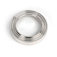 The Beehive Concealed Standard Keyhole Escutcheon in Polished Stainless Steel Showing Just the Backplate on a White Background