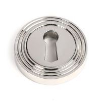 The Beehive Concealed Standard Keyhole Escutcheon in Polished Stainless Steel Shown on a White Background