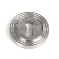 The Beehive Concealed Standard Keyhole Escutcheon in Satin Stainless Steel Shown on a White Background