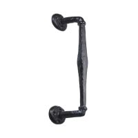 The Black Antique Cranked Pull Handle - 240mm Rustic Sliding Barn Door Grab on a White Background