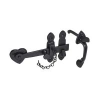 The Black Antique Suffolk Thumb Latch - 200mm Heavy Duty Cottage Door Handle on a White Background 