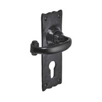 Euro Cylinder Handles - Rustic Lever Pair on a White Background 