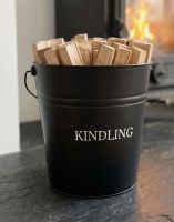 The Black Contemporary Kindling Bucket Filled with dried Wood ready for the Log Burner Stove - Digital Illustration