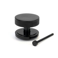 The Black Knurled Centre Door Knob on an Art Deco Rose with Bolt Fitting 