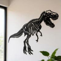 The Black Large T-Rex Wall Art Mounted on a Cream Wall in a Modern Home - Digital Illustration The Black Large T-Rex Wall Art Mounted on a Cream Wall in a Modern Home - Digital Illustration
