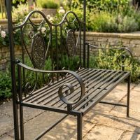 The Black Regency Traditional Metal Garden Canopy Set Close up of the Bench - Digital Illustration The Black Regency Traditional Metal Garden Canopy Set Close up of the Bench - Digital Illustration
