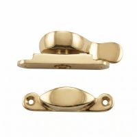The Brass Fitch Sash Window Fastener on a White Background displaying both an Underside Profile and the Catch - Digital Illustration The Brass Fitch Sash Window Fastener on a White Background displaying both an Underside Profile and the Catch - Digital Illustration