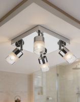 The Bright Chrome Adjustable Bathroom Spot Lights Attached to a Cream Coloured Shower Room Ceiling - Digital Illustration The Bright Chrome Adjustable Bathroom Spot Lights Attached to a Cream Coloured Shower Room Ceiling - Digital Illustration