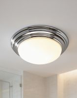 The Bright Chrome Domed Bathroom Light Mounted on a White Ceiling next to a Shower - Digital Illustration The Bright Chrome Domed Bathroom Light Mounted on a White Ceiling next to a Shower - Digital Illustration