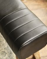 The Brodie Mango Wood & Black Leather Bench Ribbed Leather Detailing
