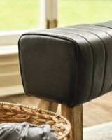 The Brodie Mango Wood & Black Leather Bench Side View