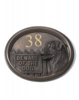 The Bronze Finish Rottweiller House Number Sign on a White Background The Bronze Finish Rottweiller House Number Sign on a White Background