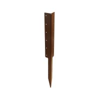 The Brown Heavy Duty Railway Sleeper Corner Spikes - Right Angle Timber Raised Bed Anchors on a White Background 