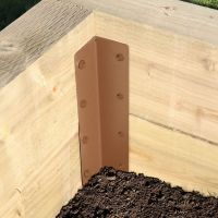 The Brown Railway Sleeper Corner Spikes - Double used as a Right Angle Support for a Raised Bed Planter 