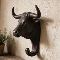 The Bull Coat Hook Shown Close up in a Country Home Next to a Shelf - Digital Illustration 