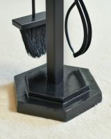 Close up Of "The Celare" Companion Set With Leather Handles Base Close up Of "The Celare" Companion Set With Leather Handles Base