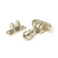 The Classic Reeded Brighton Sash Window Fastener in Polished Nickel on a White Background 