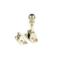The Classic Reeded Brighton Sash Window Fastener in Polished Nickel Shown Upright 
