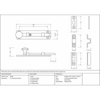 The Classic Straight Window Bolt 4" Technical Drawings with Dimensions The Classic Straight Window Bolt 4" Technical Drawings with Dimensions