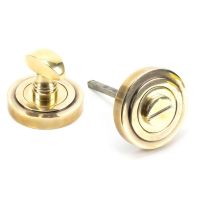 The Concealed Art Deco Bathroom Turn & Release Set - Aged Brass Showing the Front and the Back The Concealed Art Deco Bathroom Turn & Release Set - Aged Brass Showing the Front and the Back