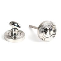 The Concealed Beehive Bathroom Turn & Release Set in Polished Stainless Steel Showing the Front and the Back Section Side by Side