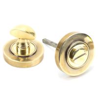 The Concealed Plain Bathroom Turn & Release Set - Aged Brass Showing the Front and the Back The Concealed Plain Bathroom Turn & Release Set - Aged Brass Showing the Front and the Back