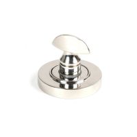 The Concealed Plain Bathroom Turn & Release Set in Polished Stainless Steel Showing a Close up of the Thumb Turn on a White Background