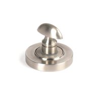 The Concealed Plain Bathroom Turn & Release Set in Satin Stainless Steel Showing a Close up of the Thumb Turn on a White Background